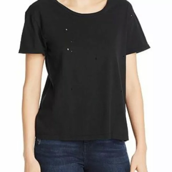 LNA Tops - LNA Wyatt Distressed Tee Shirt in Black